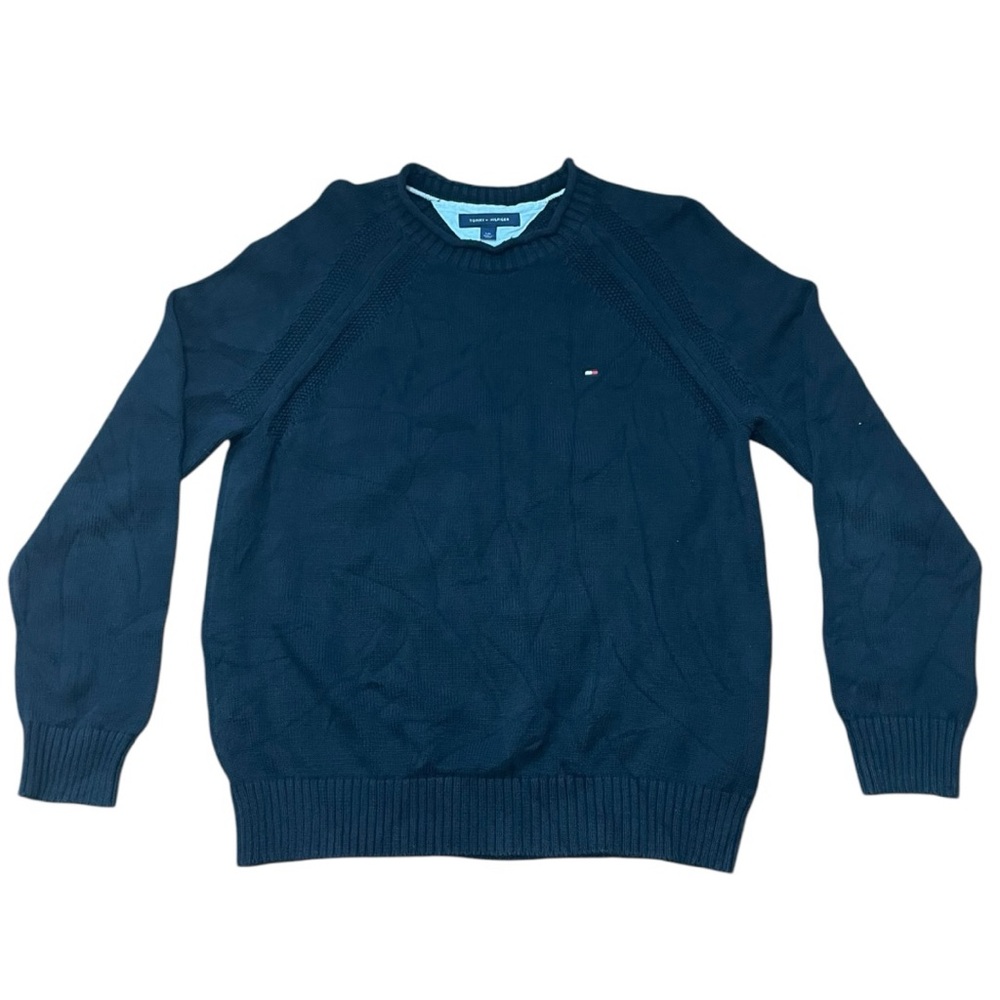 Black Tommy Hilfiger Cable Knitted Crew Neck Sweater (M)